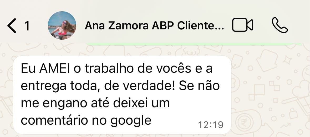 Mensagem de cliente elogiando o trabalho da Bend 360